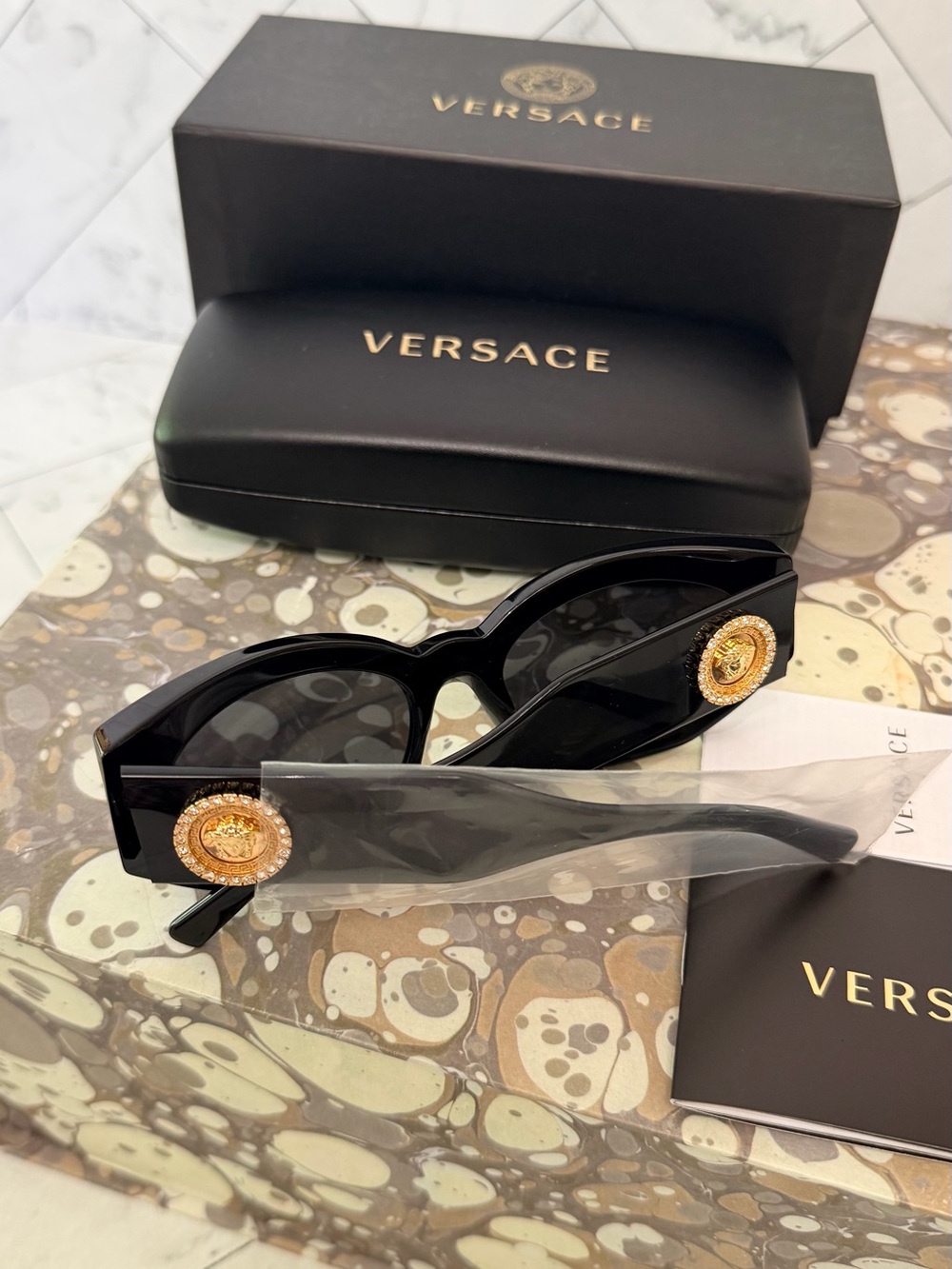 Versace Black Women's Cat-Eye Sunglasses - Picture 3 of 12